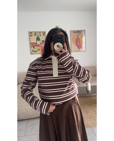 PULL À RAYURE COL CHEMISE