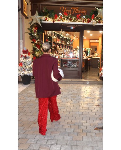 PANTALON SEQUIN ROUGE