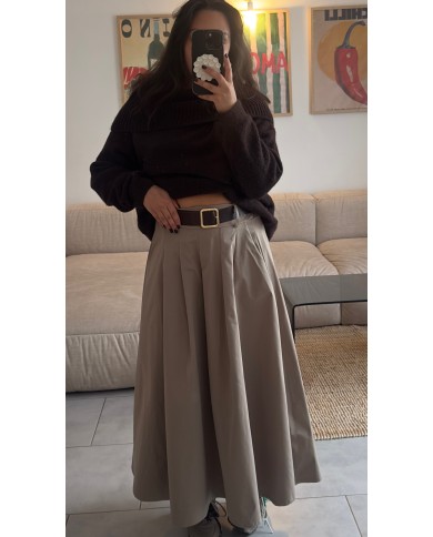 JUPE POPELINE TAUPE