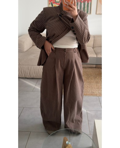 PANTALON RAYÉ EN LAINE