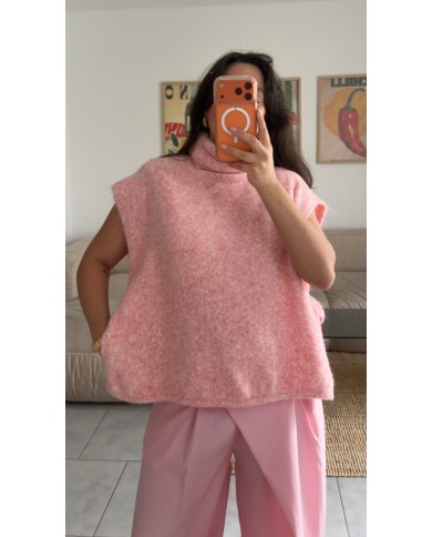 PULL SANS MANCHE ROSE