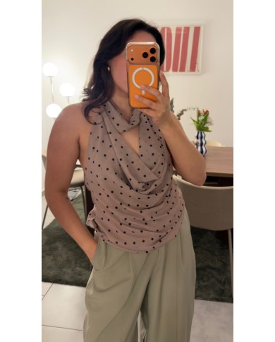 TOP À POIS MARRON
