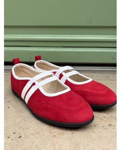 BALLERINES ROUGES À BRIDES