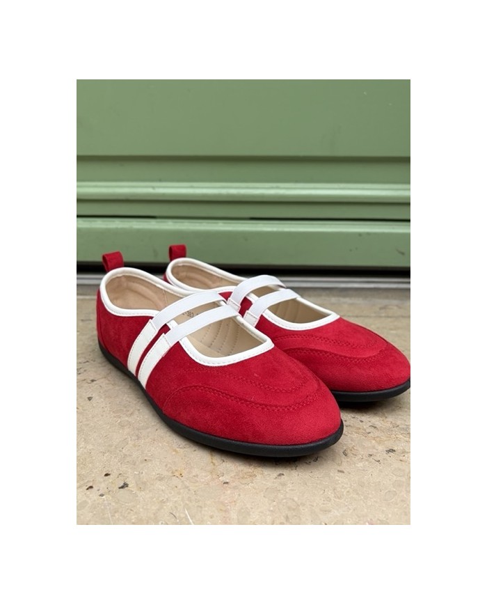 BALLERINES ROUGES À BRIDES