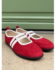 BALLERINES ROUGES À BRIDES