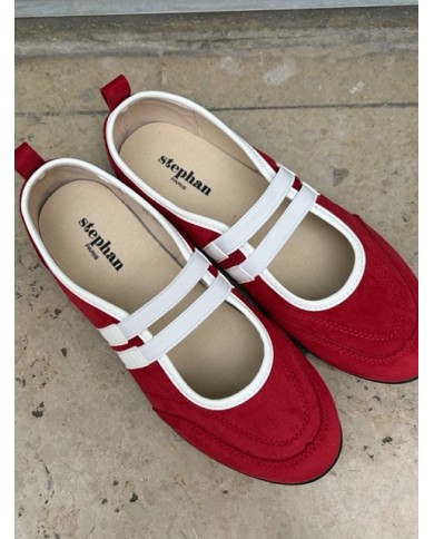 BALLERINES ROUGES À BRIDES