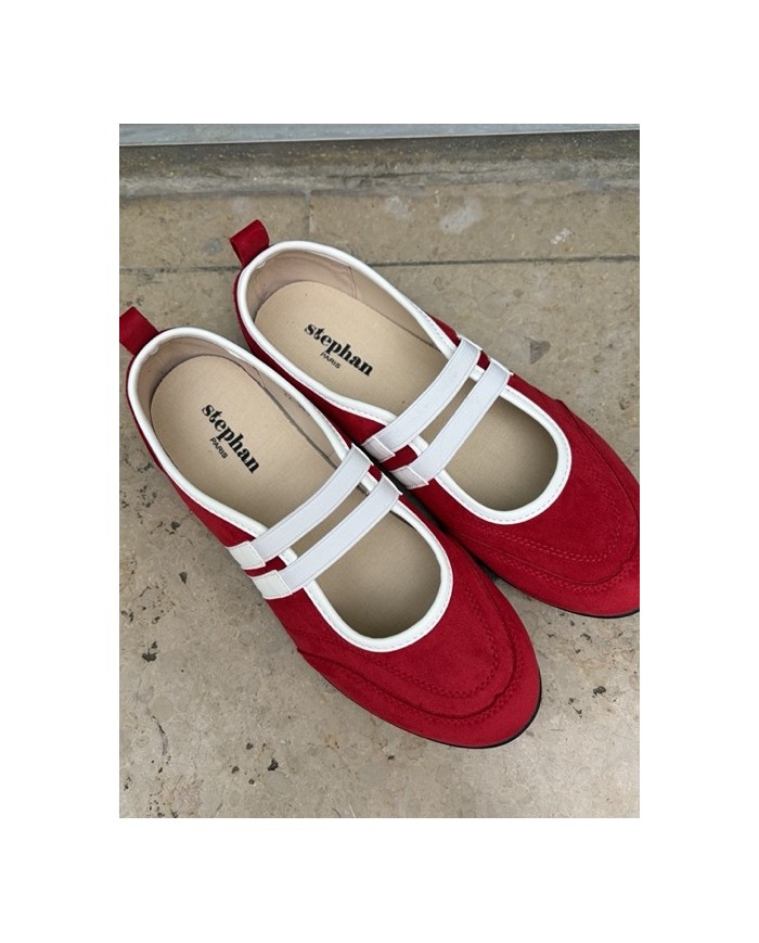 BALLERINES ROUGES À BRIDES