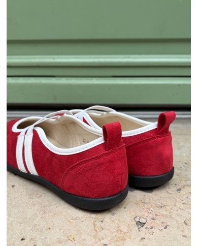 BALLERINES ROUGES À BRIDES