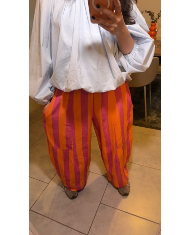 PANTALON RAYÉ ORANGE/ROSE