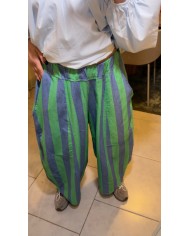PANTALON RAYÉ ROSE/VERT
