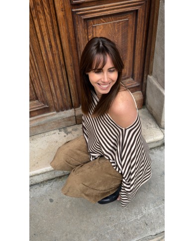 ASYMÉTRIQUE RAYÉ MARRON