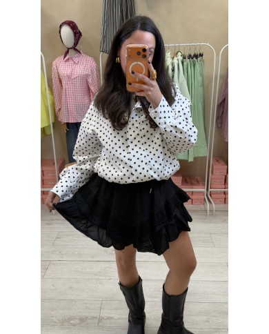 JUPE SHORT VOLANT NOIR