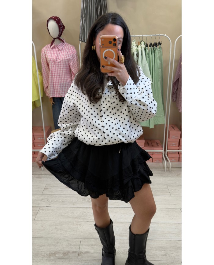 JUPE SHORT VOLANT NOIR