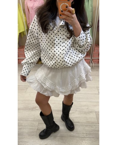 JUPE SHORT VOLANT BLANC