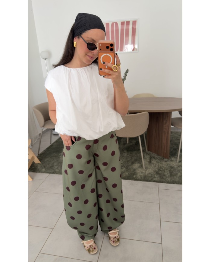 PANTALON À POIS KAKI