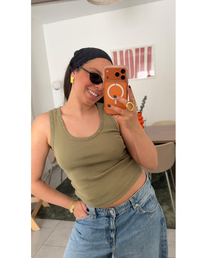 DÉBARDEUR CLOU KAKI