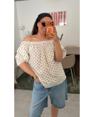 TOP VOLUME DOS NU À POIS BLANC