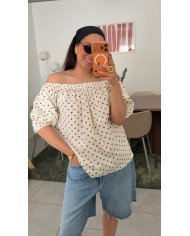 TOP VOLUME DOS NU À POIS BLANC