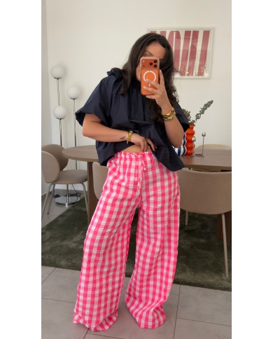 PANTALON VICHY ROSE
