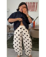 PANTALON À POIS JAUNE