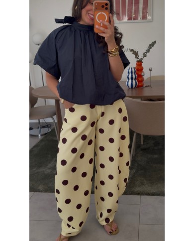 PANTALON À POIS JAUNE