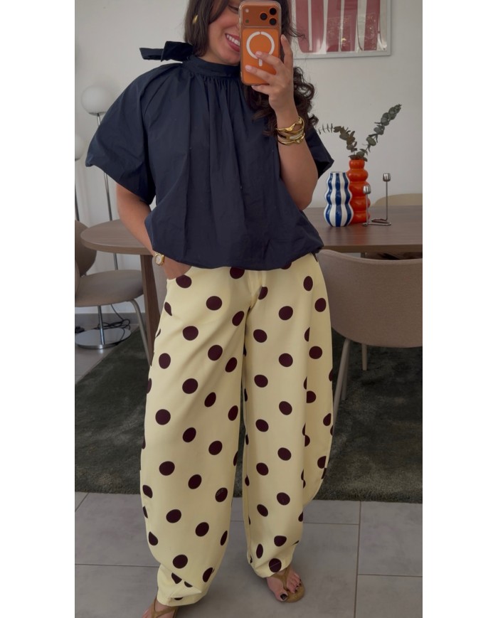 PANTALON À POIS JAUNE