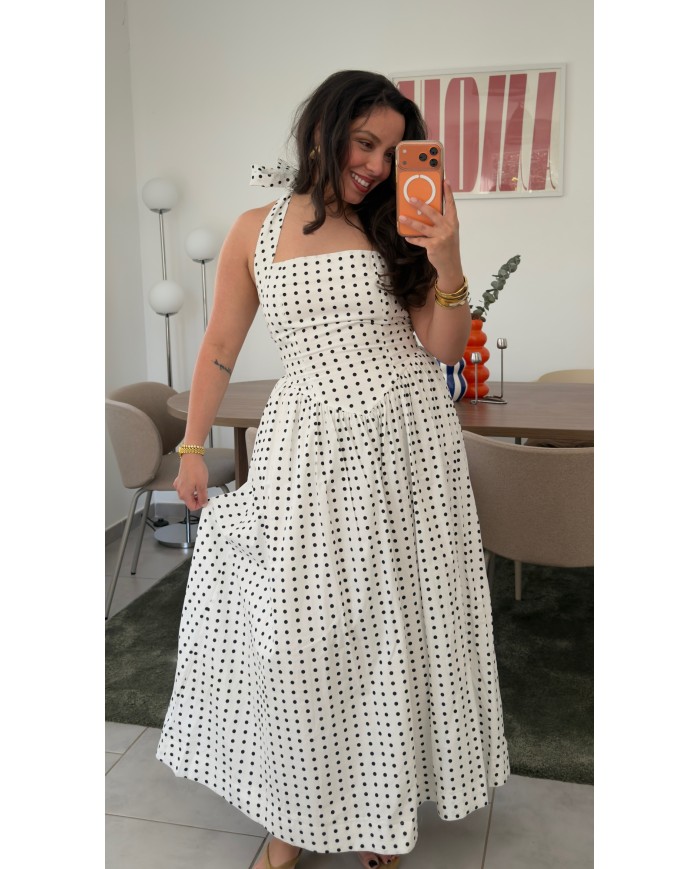 ROBE À POIS BLANC