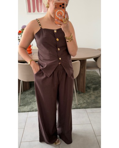 PANTALON MARRON FLUIDE