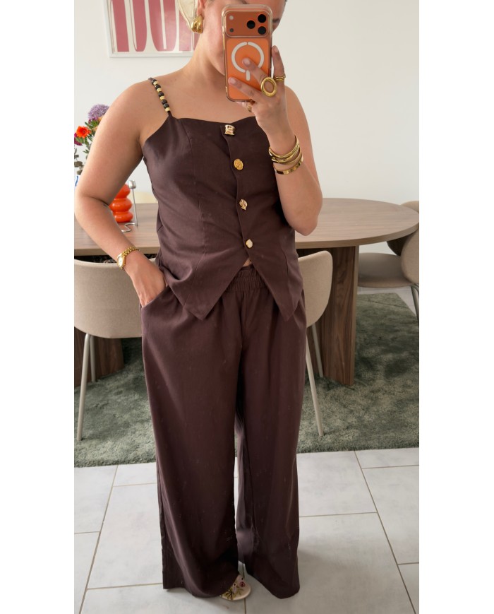 PANTALON MARRON FLUIDE