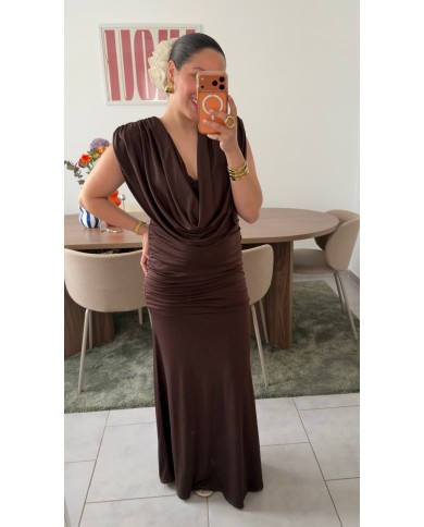 ROBE DRAPÉE MARRON