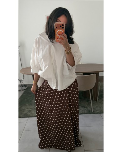 JUPE À POIS MARRON