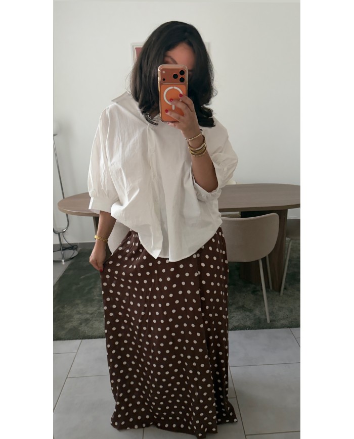 JUPE À POIS MARRON