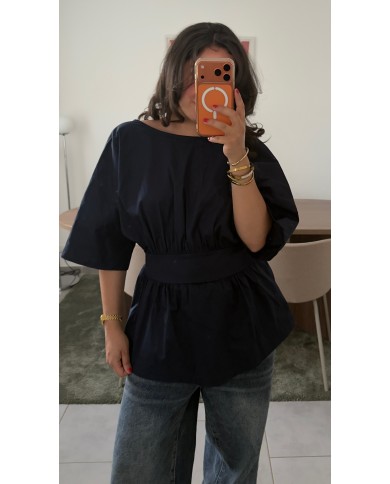 CHEMISIER CEINTURE MARINE