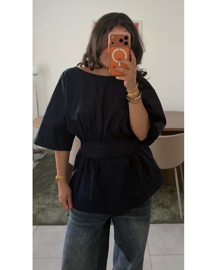 CHEMISIER CEINTURE MARINE