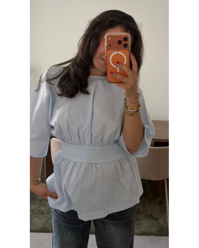 CHEMISIER CEINTURE BLEU CIEL