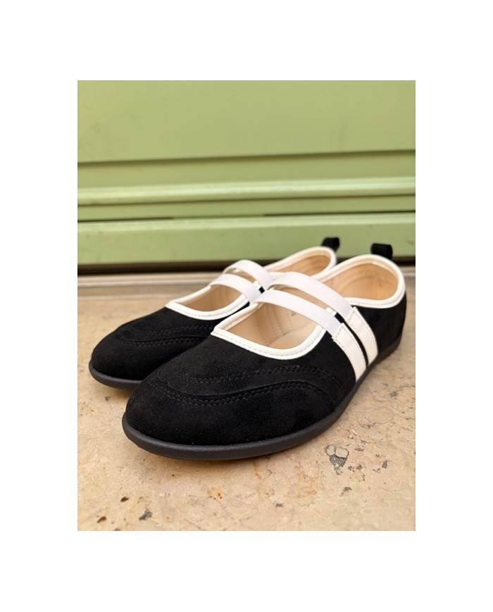 BALLERINES NOIR À BRIDES