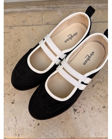 BALLERINES NOIR À BRIDES