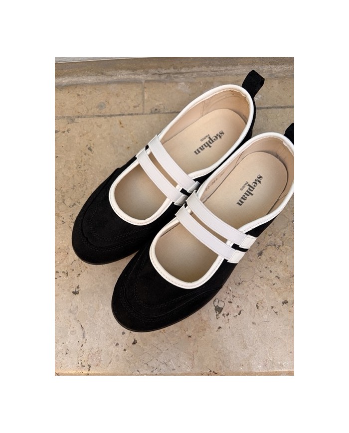 BALLERINES NOIR À BRIDES