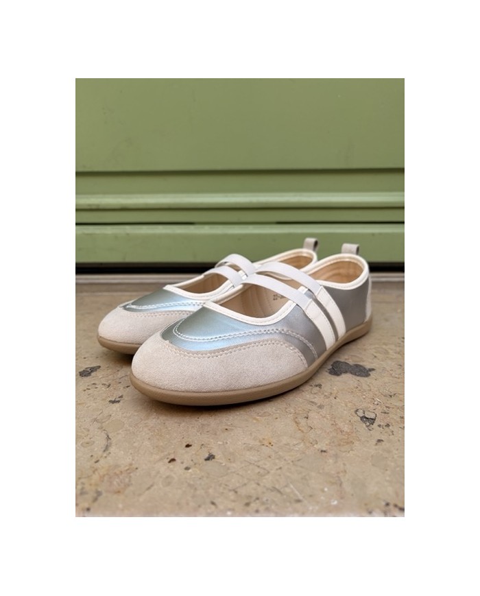 BALLERINES ARGENTÉ À BRIDES
