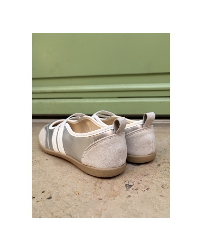 BALLERINES ARGENTÉ À BRIDES