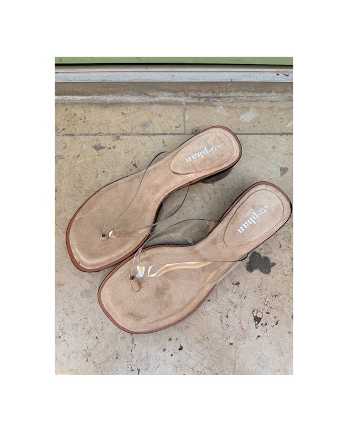 SANDALES À TALONS BEIGE