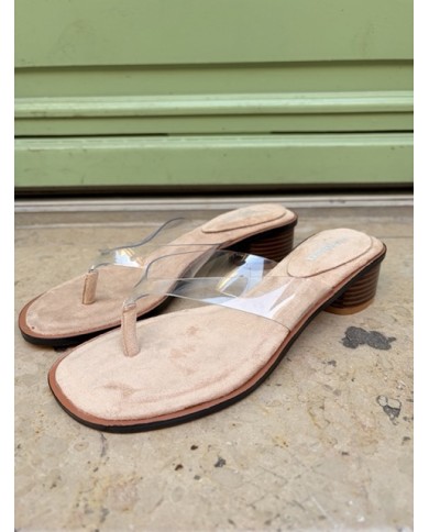 SANDALES À TALONS BEIGE