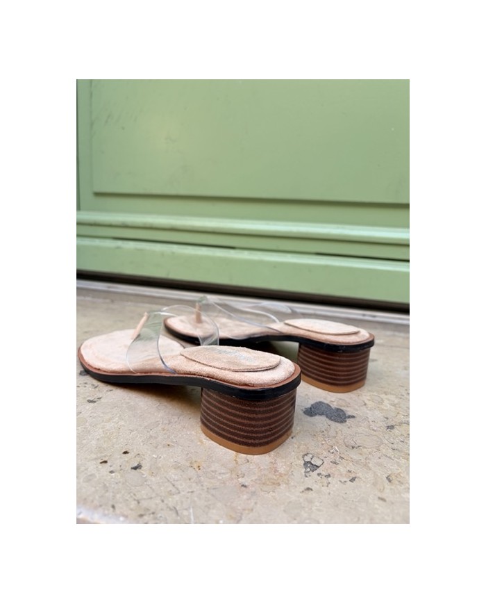 SANDALES À TALONS BEIGE