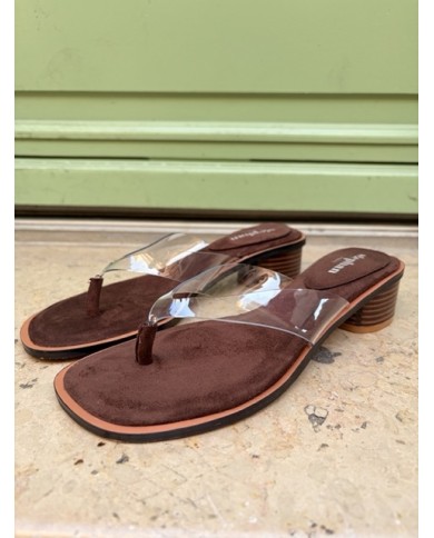 SANDALES À TALONS MARRON