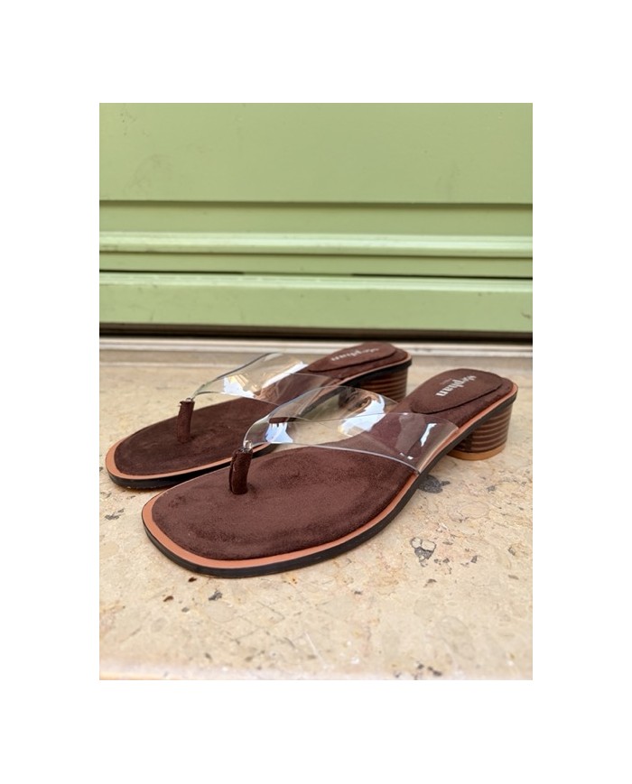 SANDALES À TALONS MARRON