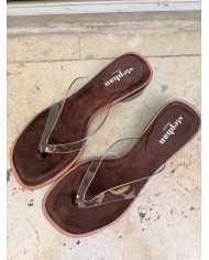 SANDALES À TALONS MARRON