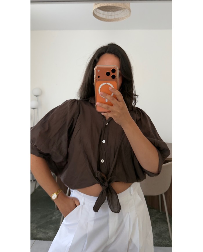 CHEMISE NOUÉE MARRON