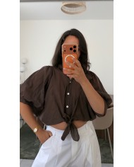 CHEMISE NOUÉE MARRON