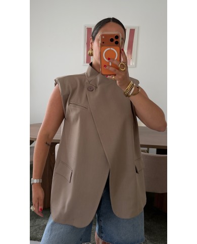 BLAZER MAO SANS MANCHE TAUPE