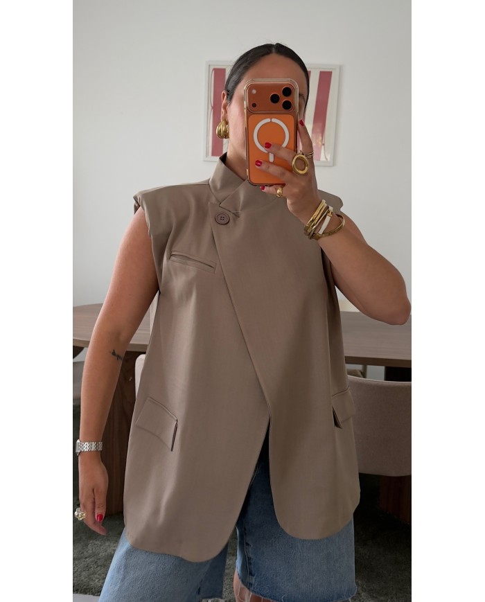 BLAZER MAO SANS MANCHE TAUPE
